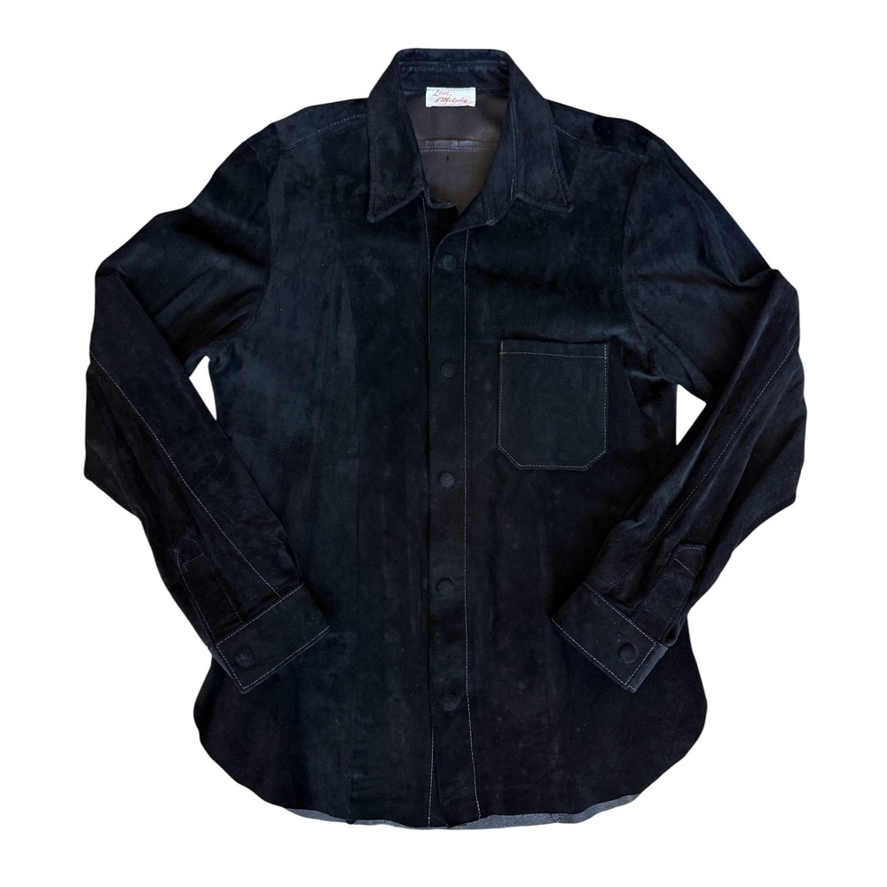 Love Melody Suede Leather Snap Front Shirt Marin County CA Designer Vintage